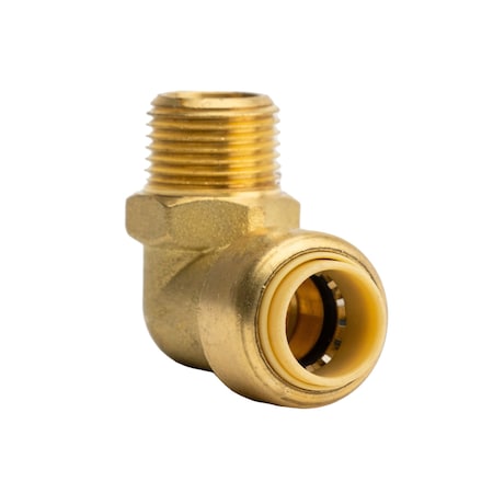 Quickfitting 3/8in Push-to-Connect x 3/8in MNPT Brass Male Elbow Adapter Fitting LF803MR